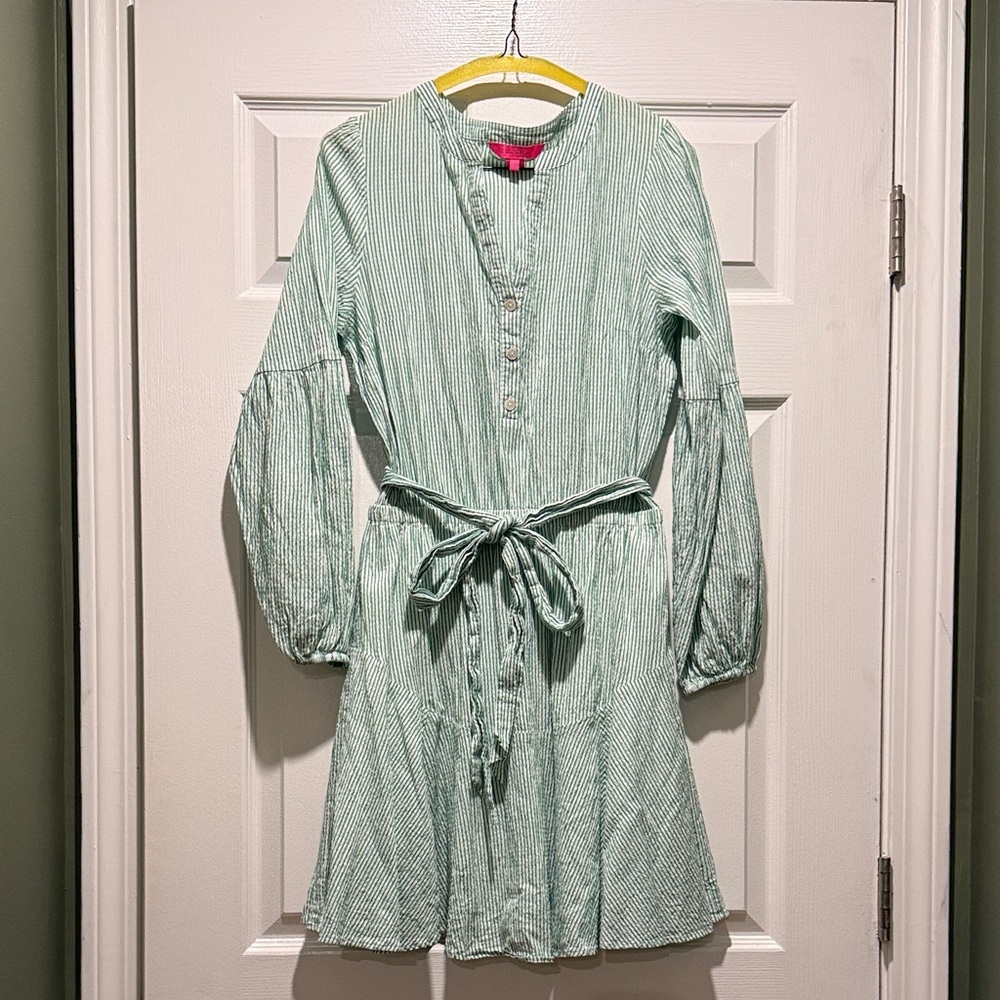 Lilly Pulitzer Green Striped Long Sleeve Dress